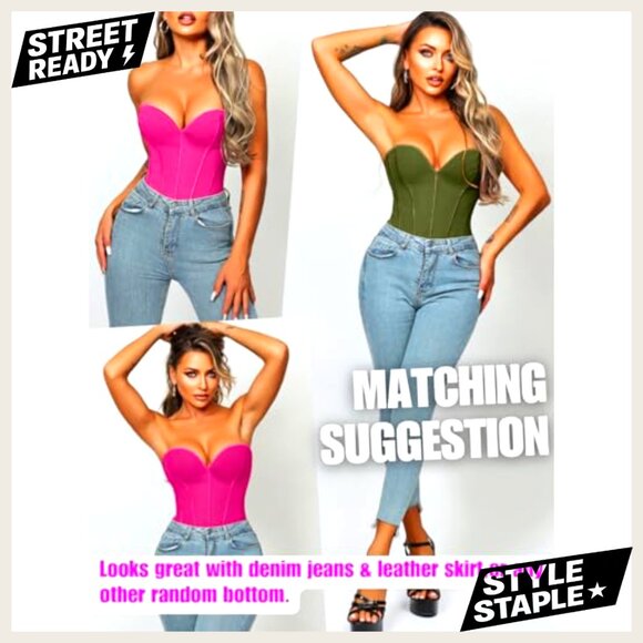 Strapless Overbust Corset Top, Heart Neckline, Size 6, Polyester, Rave Wear - Picture 5 of 7